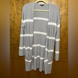 Staccato Gray and White Striped Cardigan